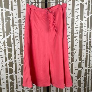 NEW Y2K Linen Blend Mermaid Hem Trumpet Hem Midi Skirt 4 Coral